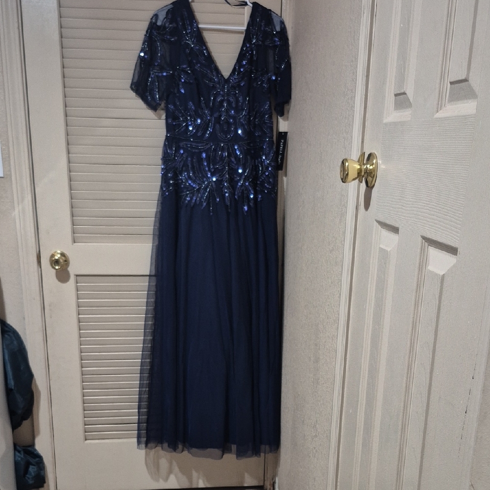 Papell Boutique Midnight Blue Sequin Gown